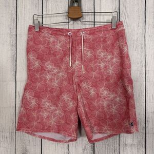 Johnnie-O Men's Medium Pink Floral Mesh Lining Swimming Trunks Shorts